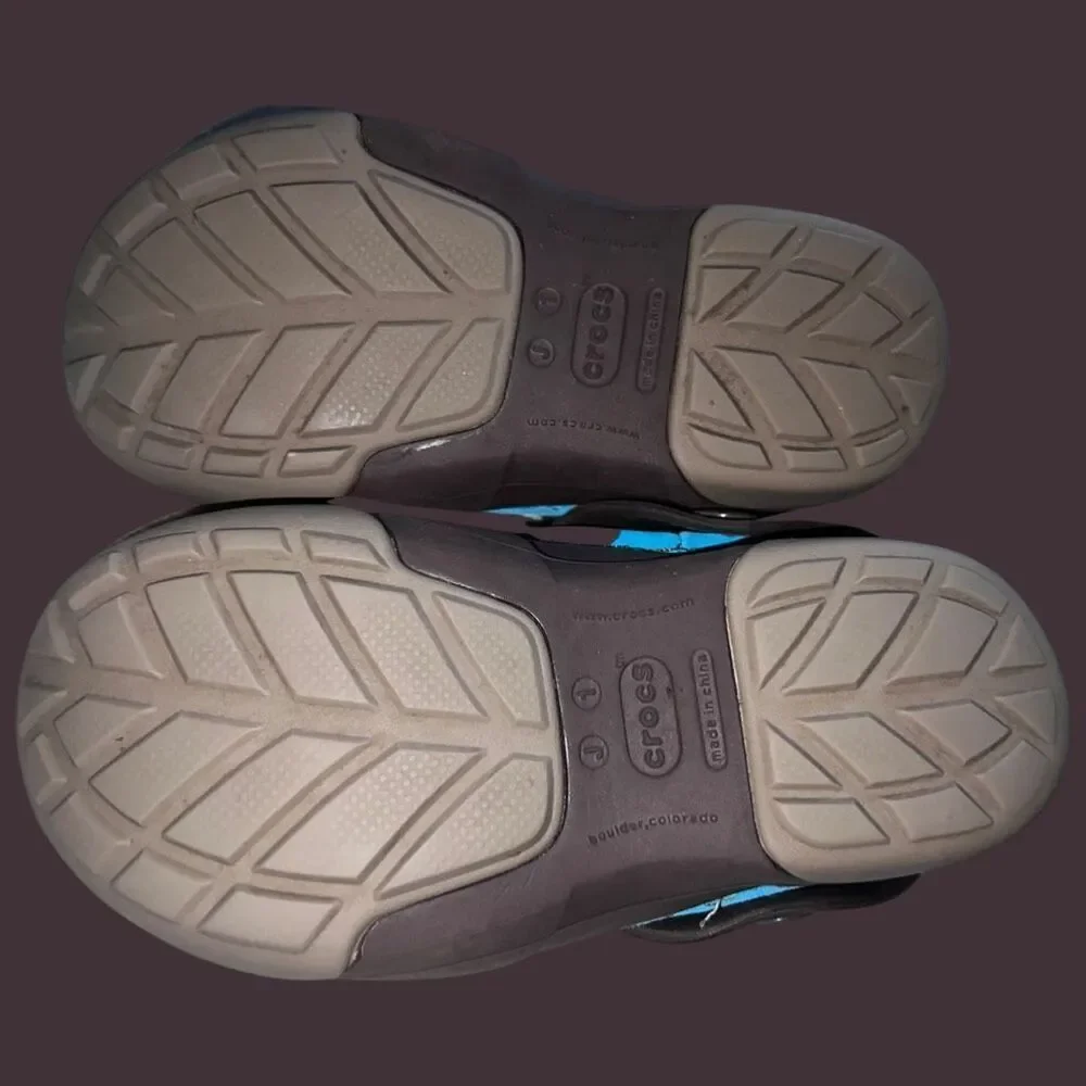 Youth Crocs Dawson Faux Fur Blue Brown SEF1554 J 1 Size Kids 1